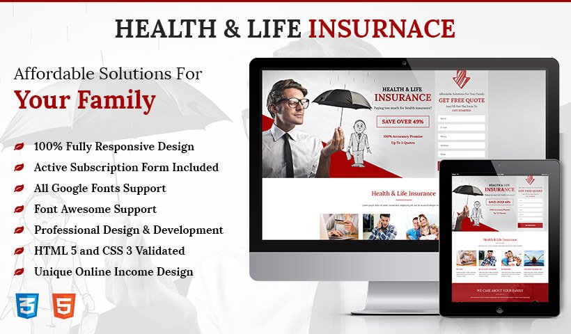 Health And Life Insurance Landing Page